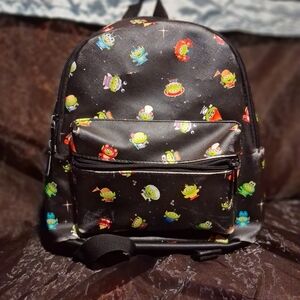 Disney Black Mini Backpack with Colorful Alien Print